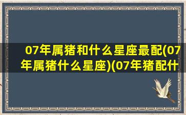 07年属猪和什么星座最配(07年属猪什么星座)(07年猪配什么生肖)