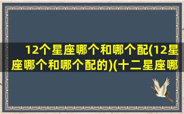 12个星座哪个和哪个配(12星座哪个和哪个配的)(十二星座哪个和哪个最配)