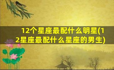 12个星座最配什么明星(12星座最配什么星座的男生)