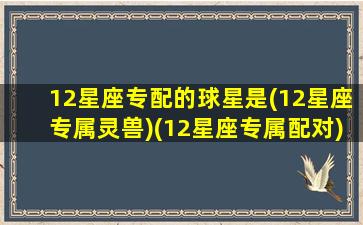 12星座专配的球星是(12星座专属灵兽)(12星座专属配对)