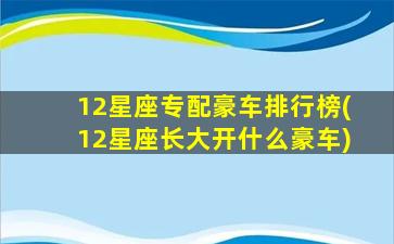 12星座专配豪车排行榜(12星座长大开什么豪车)