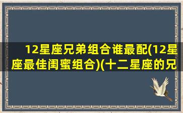 12星座兄弟组合谁最配(12星座最佳闺蜜组合)(十二星座的兄弟是什么星座)