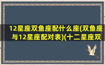 12星座双鱼座配什么座(双鱼座与12星座配对表)(十二星座双鱼座和双鱼座配对指数)