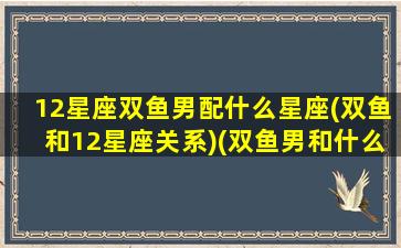 12星座双鱼男配什么星座(双鱼和12星座关系)(双鱼男和什么星座最配做夫妻)