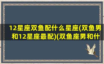 12星座双鱼配什么星座(双鱼男和12星座最配)(双鱼座男和什么星座男最配做朋友)