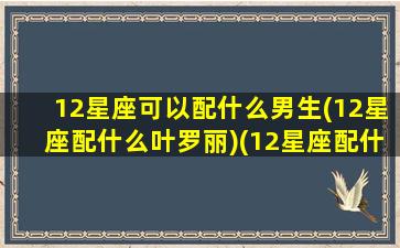 12星座可以配什么男生(12星座配什么叶罗丽)(12星座配什么动物)