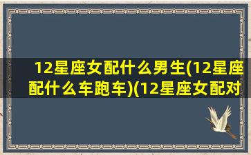 12星座女配什么男生(12星座配什么车跑车)(12星座女配对12星座男)