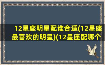 12星座明星配谁合适(12星座最喜欢的明星)(12星座配哪个明星)