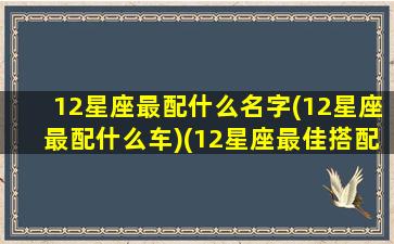 12星座最配什么名字(12星座最配什么车)(12星座最佳搭配)