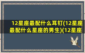 12星座最配什么耳钉(12星座最配什么星座的男生)(12星座专属耳环排名)