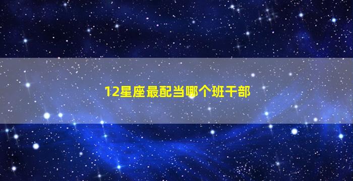 12星座最配当哪个班干部