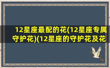 12星座最配的花(12星座专属守护花)(12星座的守护花及花语)