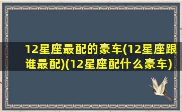 12星座最配的豪车(12星座跟谁最配)(12星座配什么豪车)