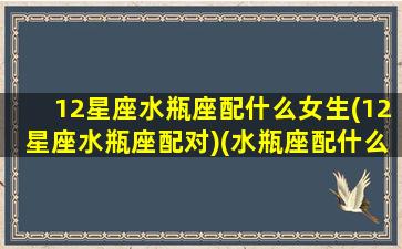 12星座水瓶座配什么女生(12星座水瓶座配对)(水瓶座配什么星座的女生)