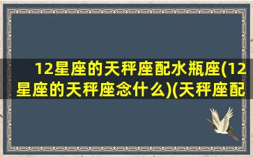 12星座的天秤座配水瓶座(12星座的天秤座念什么)(天秤座配对水瓶)