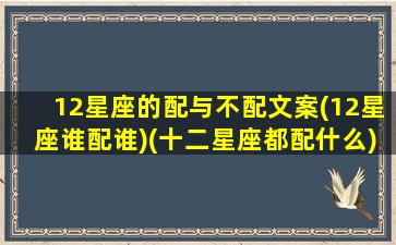 12星座的配与不配文案(12星座谁配谁)(十二星座都配什么)