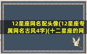 12星座网名配头像(12星座专属网名古风4字)(十二星座的网名字)