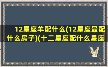 12星座羊配什么(12星座最配什么房子)(十二星座配什么星座最好)