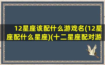 12星座该配什么游戏名(12星座配什么星座)(十二星座配对游戏)