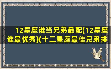 12星座谁当兄弟最配(12星座谁最优秀)(十二星座最佳兄弟排名)