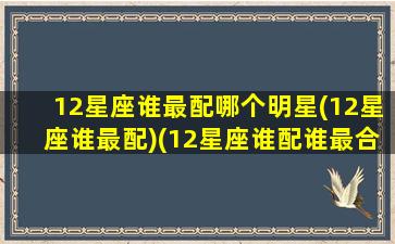 12星座谁最配哪个明星(12星座谁最配)(12星座谁配谁最合适)