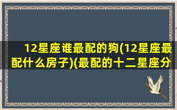 12星座谁最配的狗(12星座最配什么房子)(最配的十二星座分别是谁和谁)