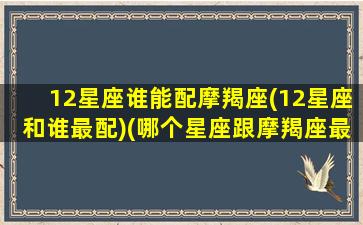 12星座谁能配摩羯座(12星座和谁最配)(哪个星座跟摩羯座最般配)