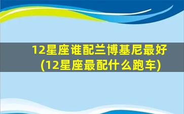 12星座谁配兰博基尼最好(12星座最配什么跑车)