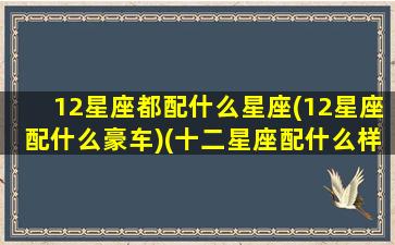 12星座都配什么星座(12星座配什么豪车)(十二星座配什么样的男生)