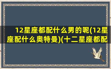 12星座都配什么男的呢(12星座配什么奥特曼)(十二星座都配什么星座)