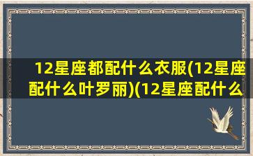 12星座都配什么衣服(12星座配什么叶罗丽)(12星座配什么叶罗丽娃娃)