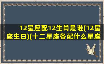 12星座配12生肖是谁(12星座生曰)(十二星座各配什么星座)