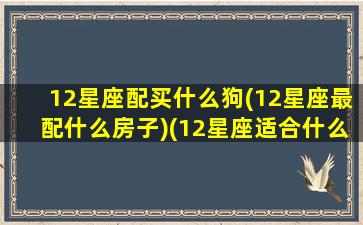 12星座配买什么狗(12星座最配什么房子)(12星座适合什么狗)