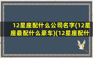 12星座配什么公司名字(12星座最配什么豪车)(12星座配什么星座最好)