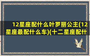 12星座配什么叶罗丽公主(12星座最配什么车)(十二星座配什么叶罗丽娃娃)