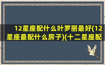 12星座配什么叶罗丽最好(12星座最配什么房子)(十二星座配什么叶罗丽娃娃)