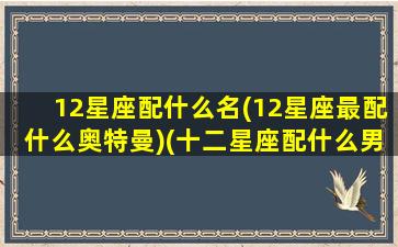 12星座配什么名(12星座最配什么奥特曼)(十二星座配什么男明星)