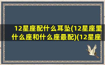 12星座配什么耳坠(12星座里什么座和什么座最配)(12星座的耳坠)