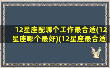 12星座配哪个工作最合适(12星座哪个最好)(12星座最合适的职位是什么)