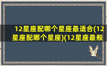 12星座配哪个星座最适合(12星座配哪个星座)(12星座最般配)