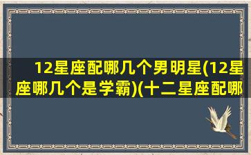 12星座配哪几个男明星(12星座哪几个是学霸)(十二星座配哪个女明星)