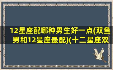 12星座配哪种男生好一点(双鱼男和12星座最配)(十二星座双鱼座男配谁)