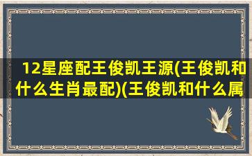 12星座配王俊凯王源(王俊凯和什么生肖最配)(王俊凯和什么属相最配)