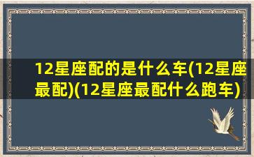 12星座配的是什么车(12星座最配)(12星座最配什么跑车)