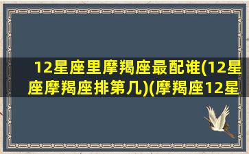 12星座里摩羯座最配谁(12星座摩羯座排第几)(摩羯座12星座配对)