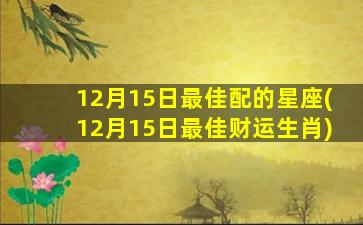 12月15日最佳配的星座(12月15日最佳财运生肖)