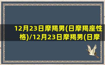 12月23日摩羯男(日摩羯座性格)/12月23日摩羯男(日摩羯座性格)-我的网站