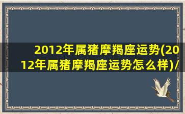 2012年属猪摩羯座运势(2012年属猪摩羯座运势怎么样)/2012年属猪摩羯座运势(2012年属猪摩羯座运势怎么样)-我的网站