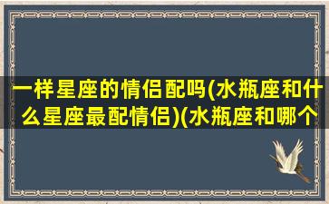 一样星座的情侣配吗(水瓶座和什么星座最配情侣)(水瓶座和哪个星座是情侣关系)