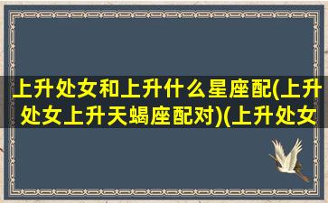 上升处女和上升什么星座配(上升处女上升天蝎座配对)(上升处女跟什么星座最配)